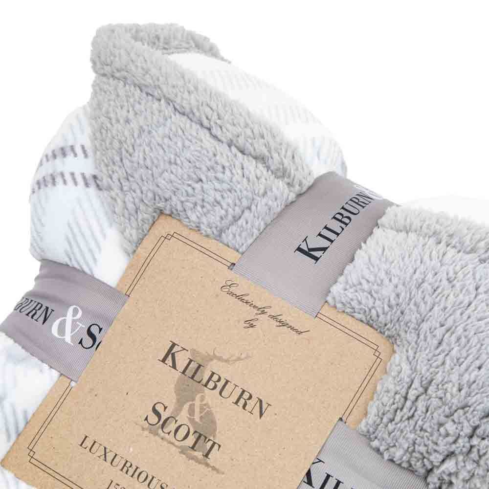 Tartan Sherpa Throw Grey - Image 6
