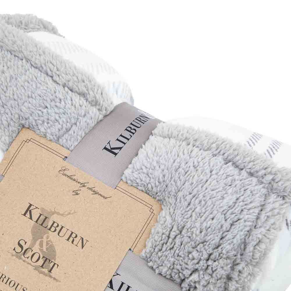 Tartan Sherpa Throw Grey - Image 10