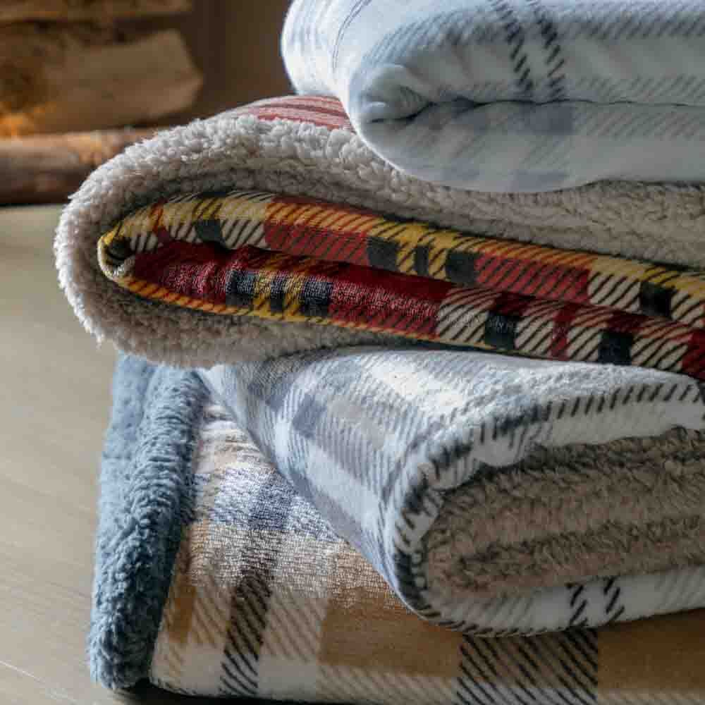 Tartan Sherpa Throw Natural - Image 6