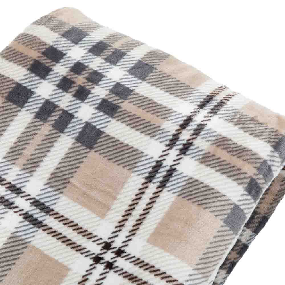 Tartan Sherpa Throw Natural - Image 10