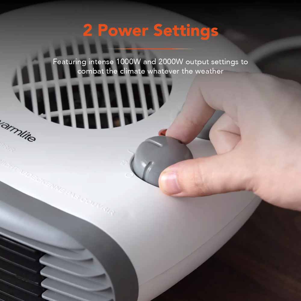 Warmlite WL44004 2kW Portable Flat Fan Heater - White - Image 3