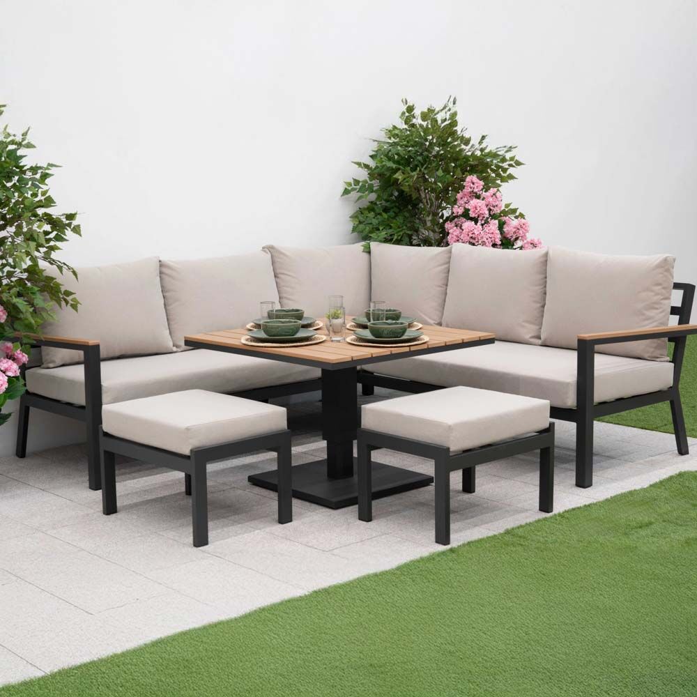 Nova <br> Heidi Corner Sofa Lounge Dining Set with Square Rising Table