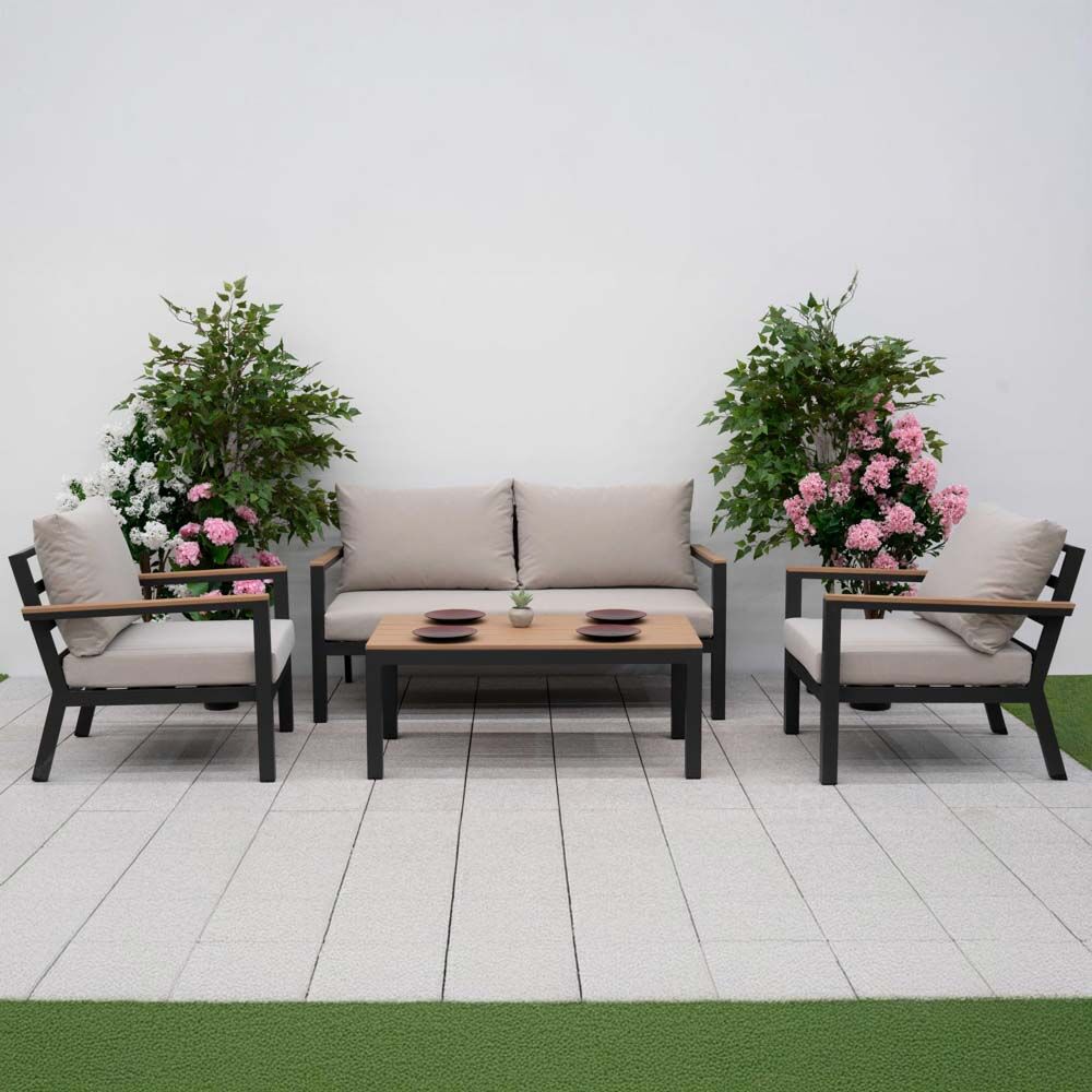 Nova <br> Heidi 2 Seater Sofa Lounging Set with Rectangular Coffee Table - Light Grey