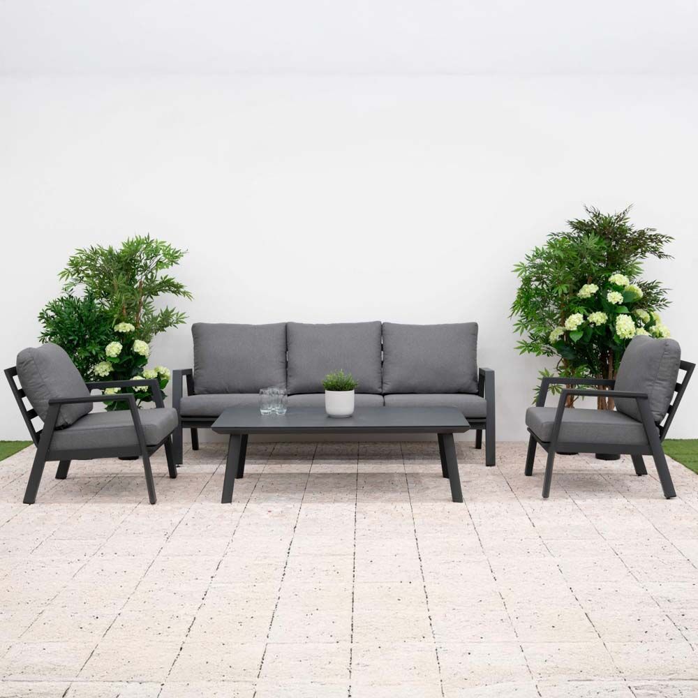 Nova <br> Phoenix 3 Seater Sofa Lounging Set with Rectangular Coffee Table - Grey