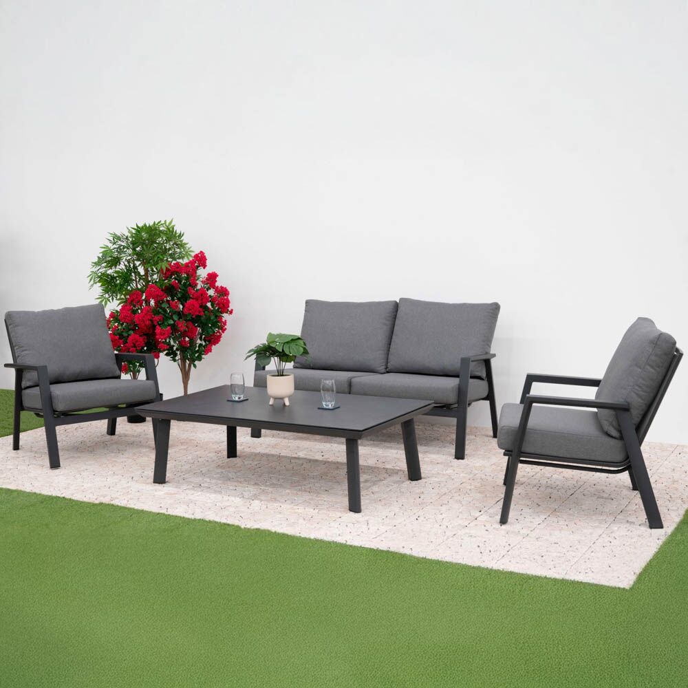 Nova <br> Zara 2 Seater Sofa Lounging Set with Rectangular Coffee Table - Grey