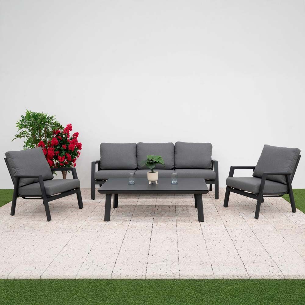Nova <br> Zara 3 Seater Sofa Lounging Set with Rectangular Coffee Table - Grey