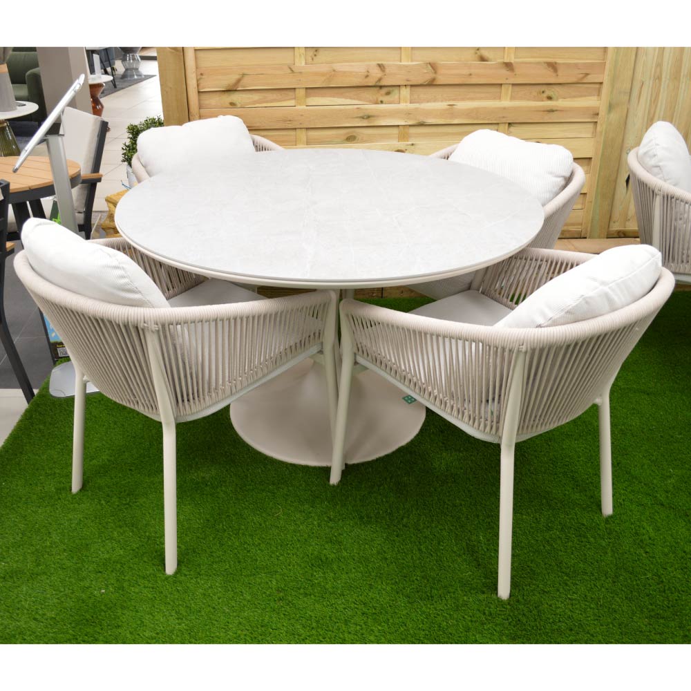 Nova <br> Hayden 4 Seat Dining Set - 1.2m Round Table - Pebble