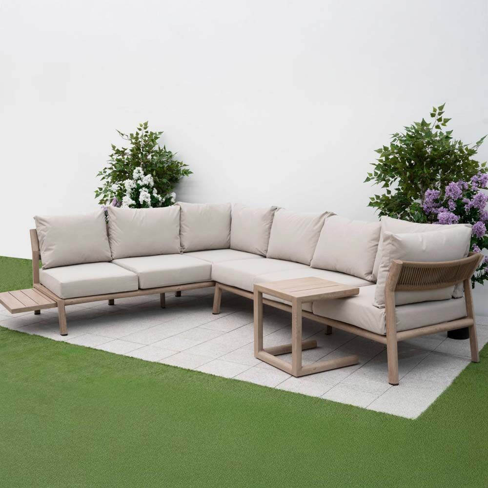Nova <br> Eleanor Left Hand Platform Corner Sofa Lounging Set - White