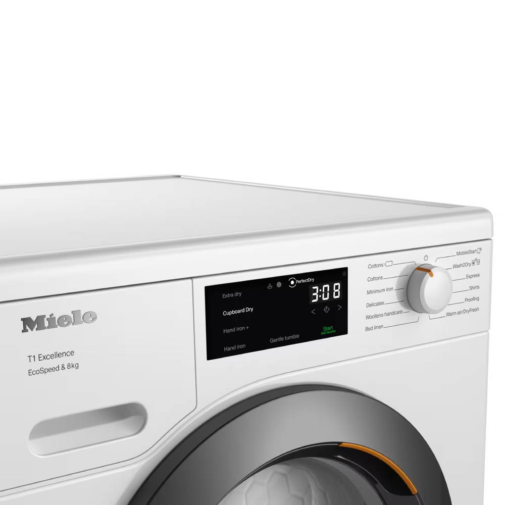 Miele TEC645WP EcoSpeed 8kg Heat Pump Tumble Dryer - Lotus White - Image 3