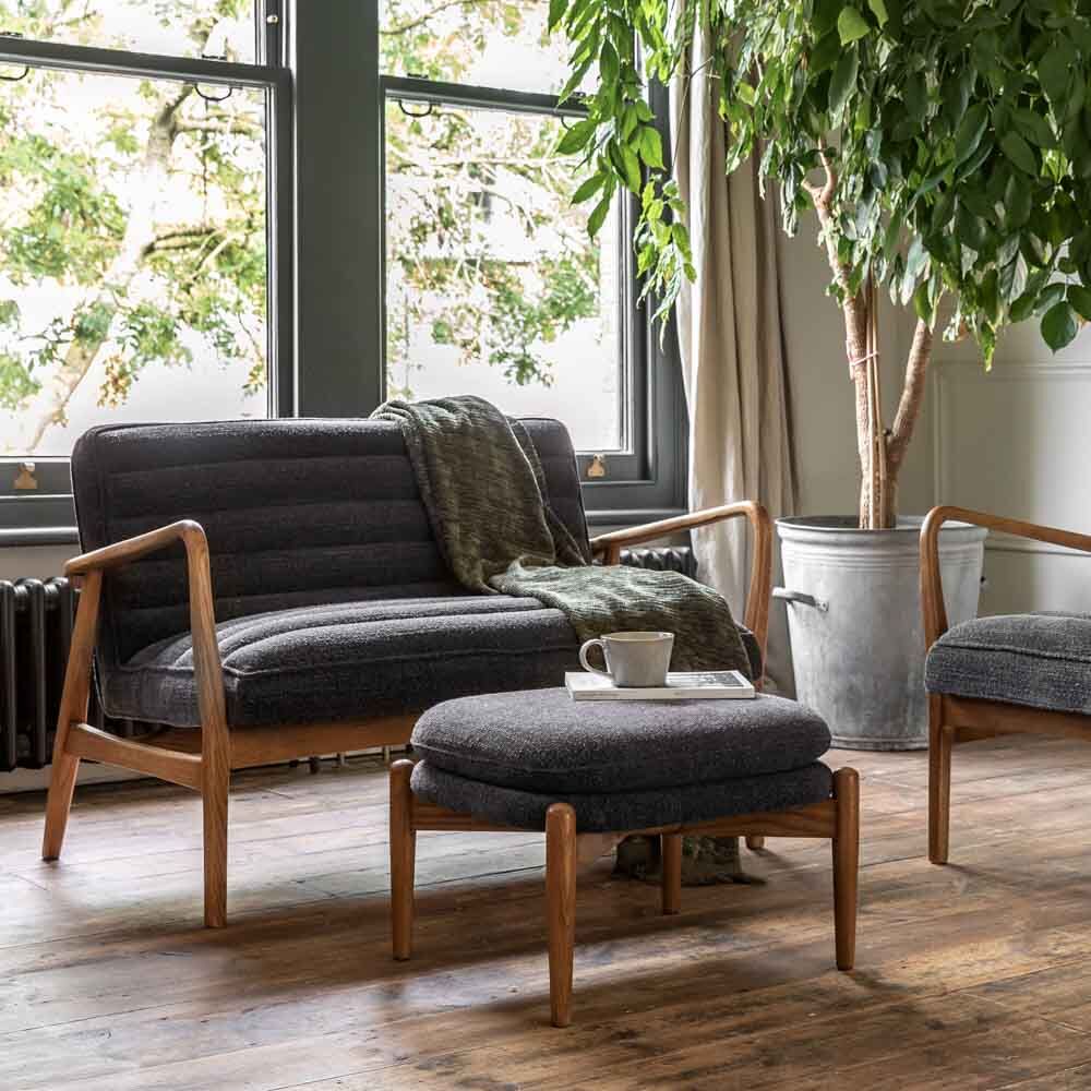 Busan 2 Seater Sofa Charcoal Boucle - Image 4