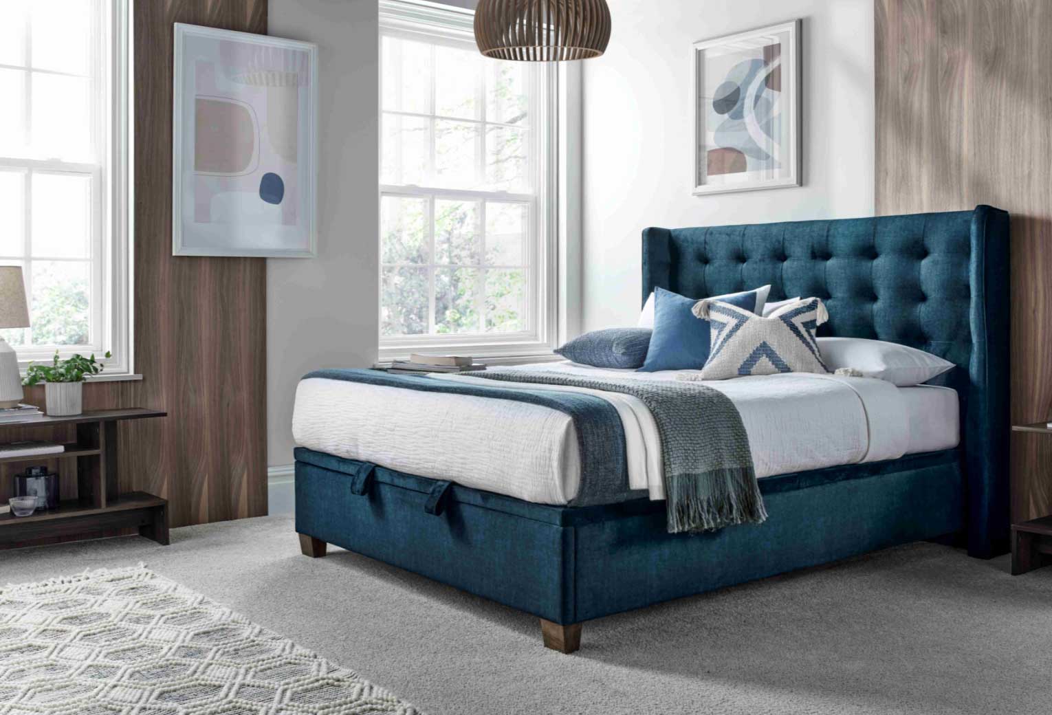 Brunel Ottoman in Deep Ocean Blue - Double 4'6 - Image 2