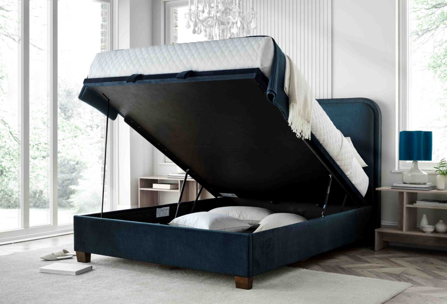 Clifford Ottoman in Deep Ocean Blue - King 5'0 - Image 3