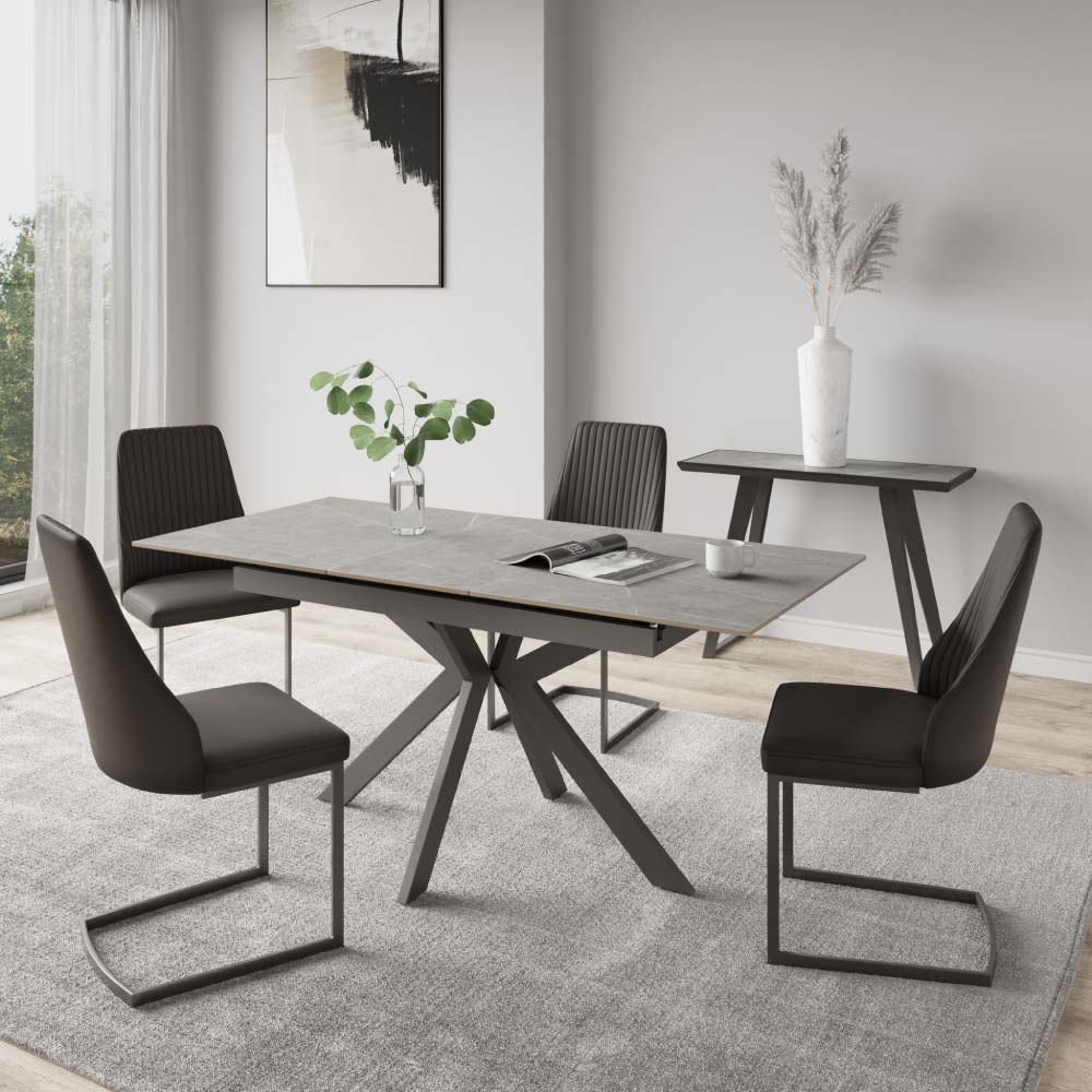 Aramis 130-170cm Matt Grey Ceramic Extending Dining Table - Image 2