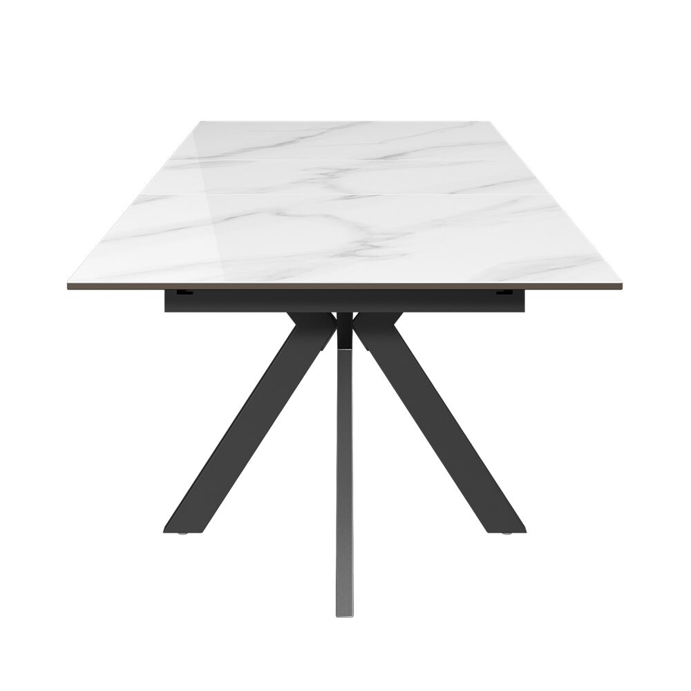 Aramis 130-170cm Gloss White Marble Ceramic Extending Dining Table - Image 4