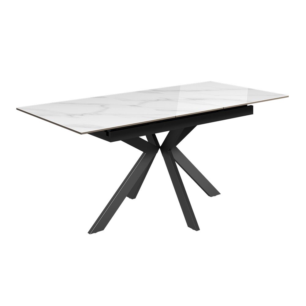 Aramis 130-170cm Gloss White Marble Ceramic Extending Dining Table