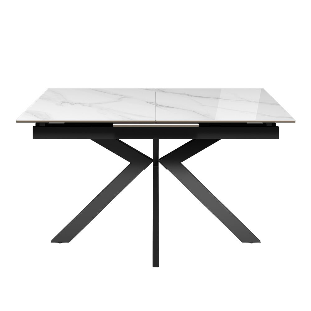 Aramis 130-170cm Gloss White Marble Ceramic Extending Dining Table - Image 3