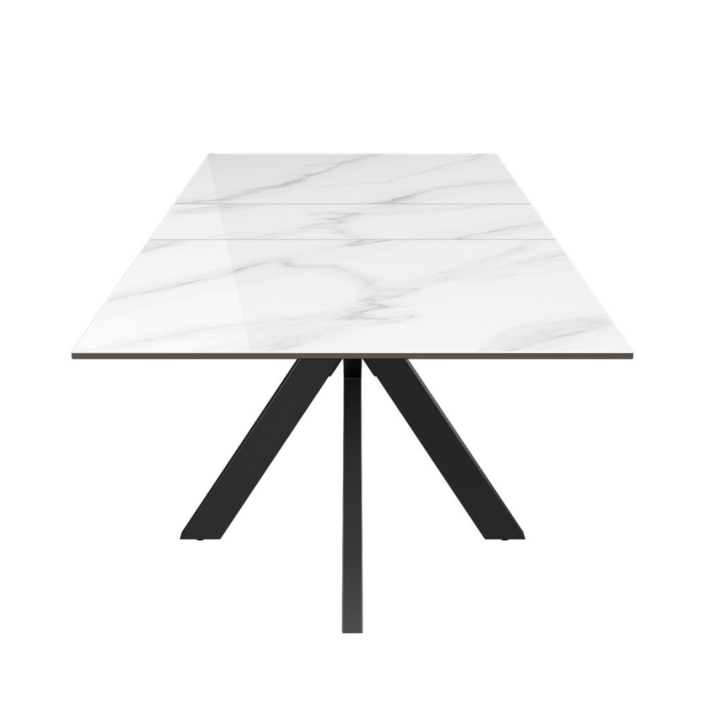 Aramis 160-200cm Gloss White Marble Ceramic Extending Dining Table - Image 5