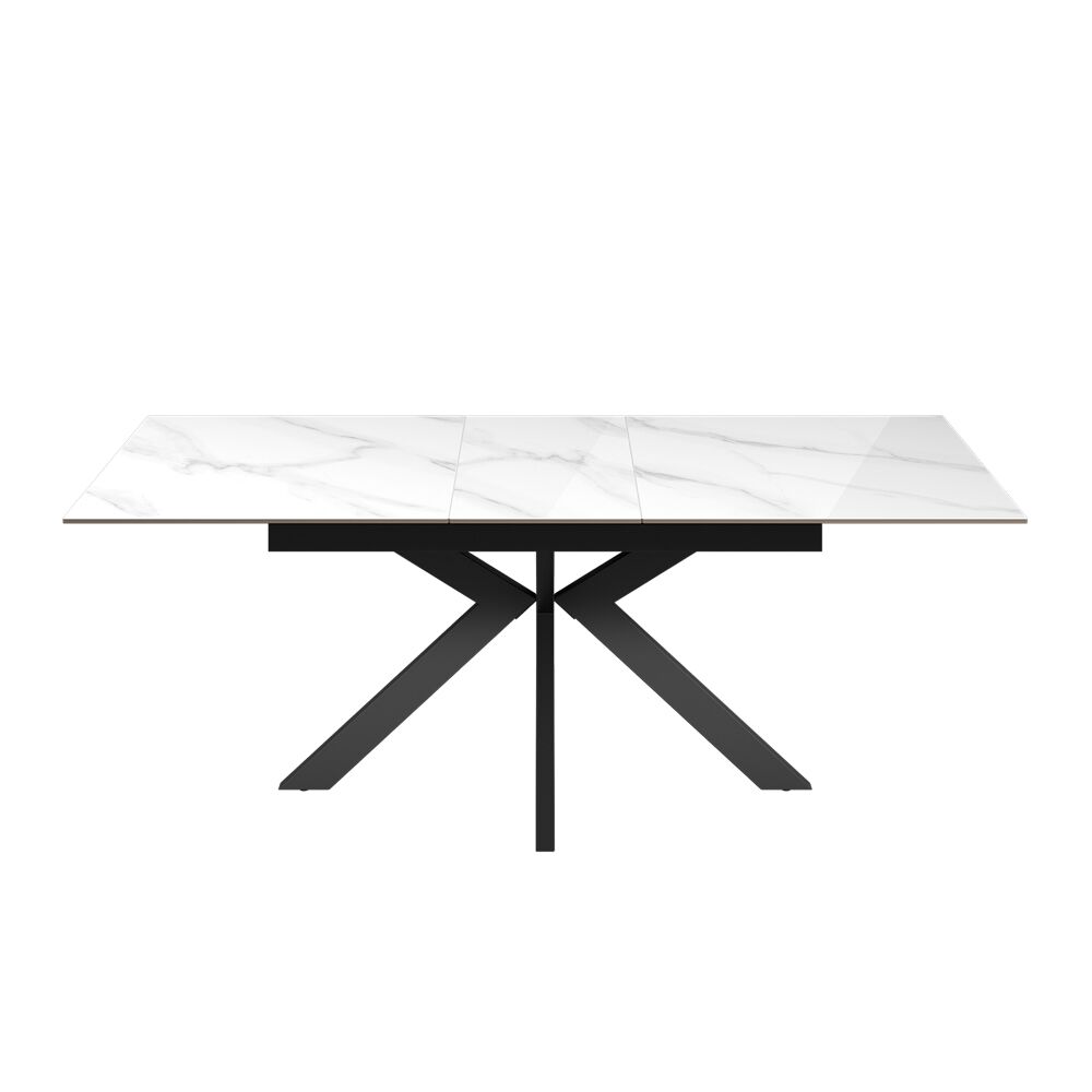 Aramis 160-200cm Gloss White Marble Ceramic Extending Dining Table - Image 3