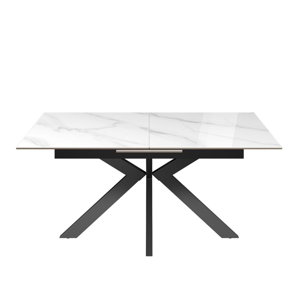 Aramis 160-200cm Gloss White Marble Ceramic Extending Dining Table - Image 4