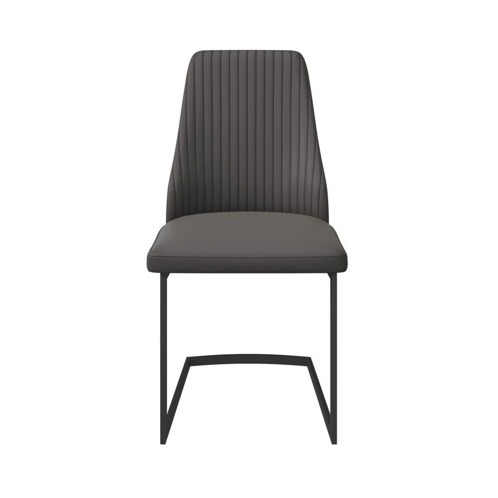 Castello Dark Grey Leather Dining Chair - Image 3