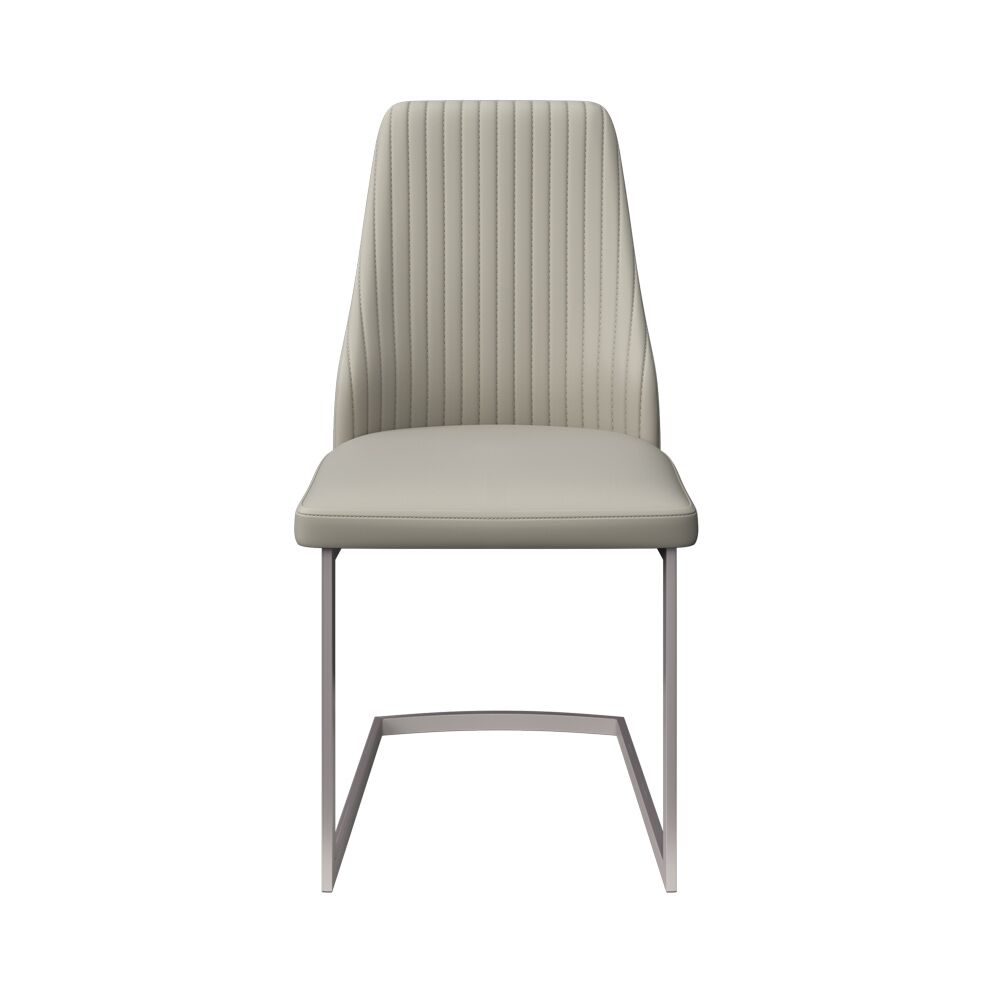 Castello Light Grey Leather Dining Chair - Image 3