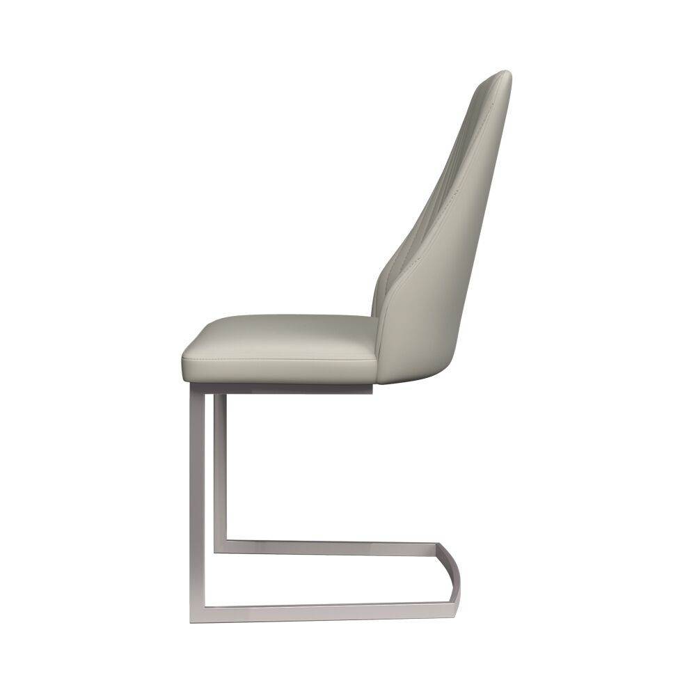 Castello Light Grey Leather Dining Chair - Image 4