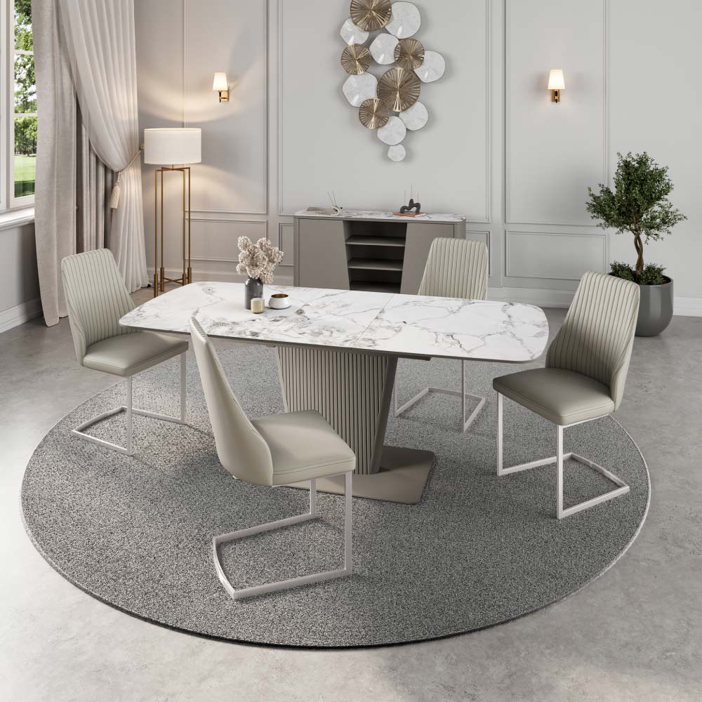 Castello 160-200cm White Ceramic Extending Dining Table - Image 2