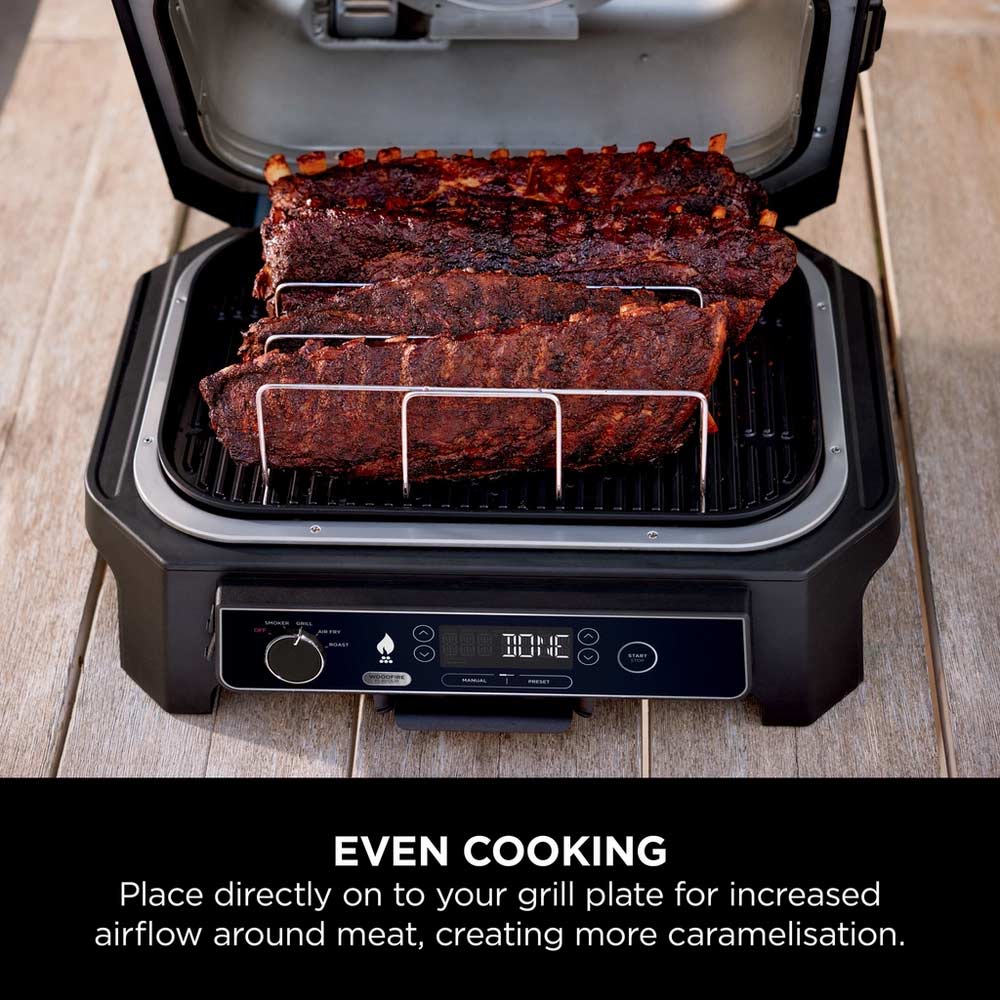 Ninja XSKOGXLRBRKEU Woodfire XL Electric BBQ Rib Rack - Silver - Image 3