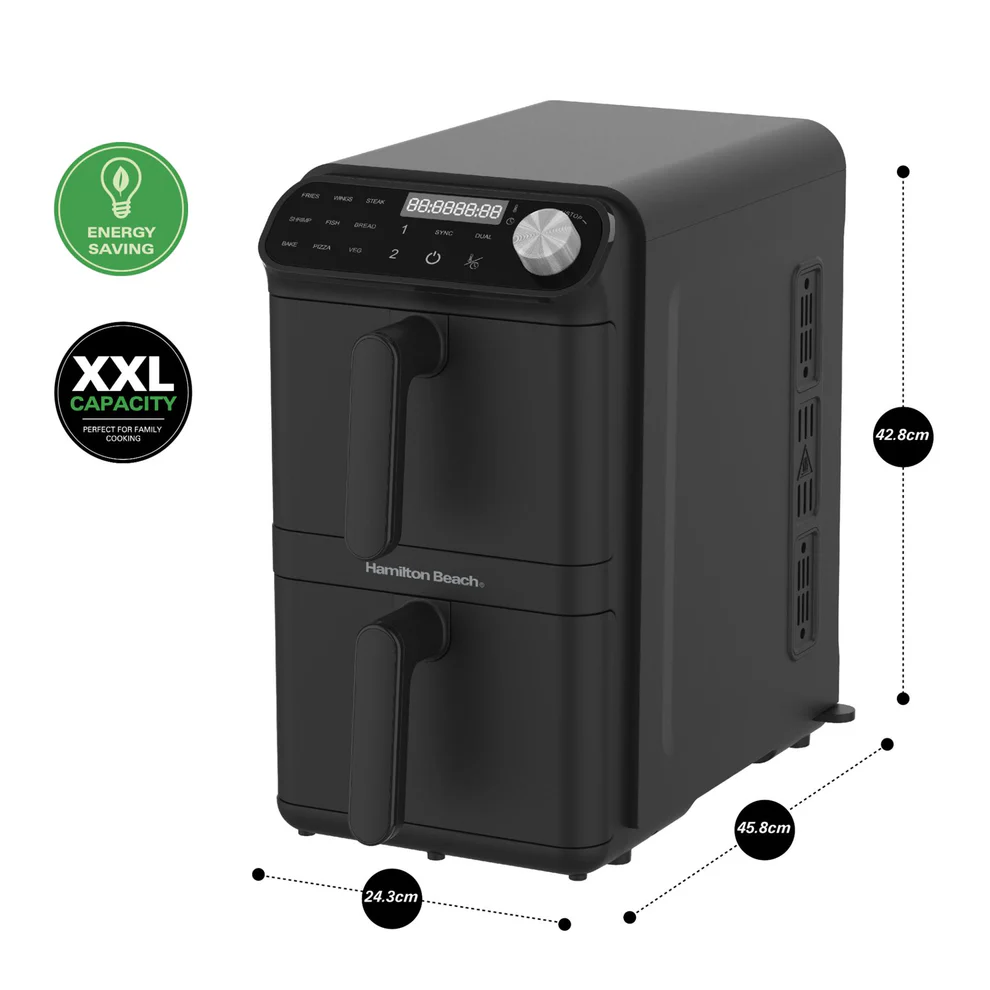Hamilton Beach HBA11B XXL 11L Dual-Stack 2 Drawer Air Fryer - Image 2