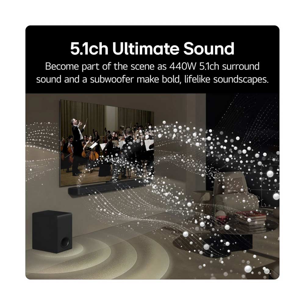 LG USG10TY.DGBRLLK Wireless3.1ch Soundbar & Subwoofer - Black (2025) - Image 3