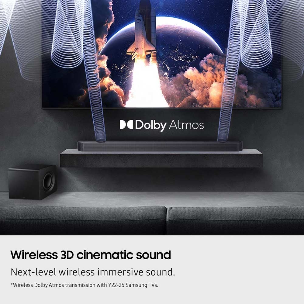 Samsung HW-Q930F/XU 9.1.4ch Q-Series Soundbar with Subwoofer & Rear Speakers - Titan Black (2025) - Image 3