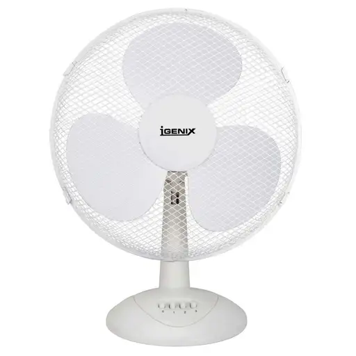 Igenix DF1210 Portable Desk Fan 12 Inch 3 Speed Quiet Operation Oscillating - White