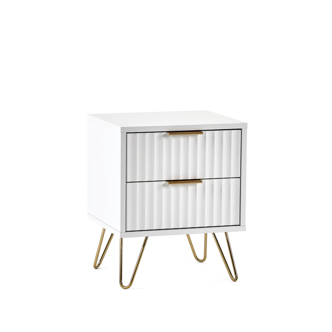 Messina 2 Drawer Bedside Table In White - Image 2