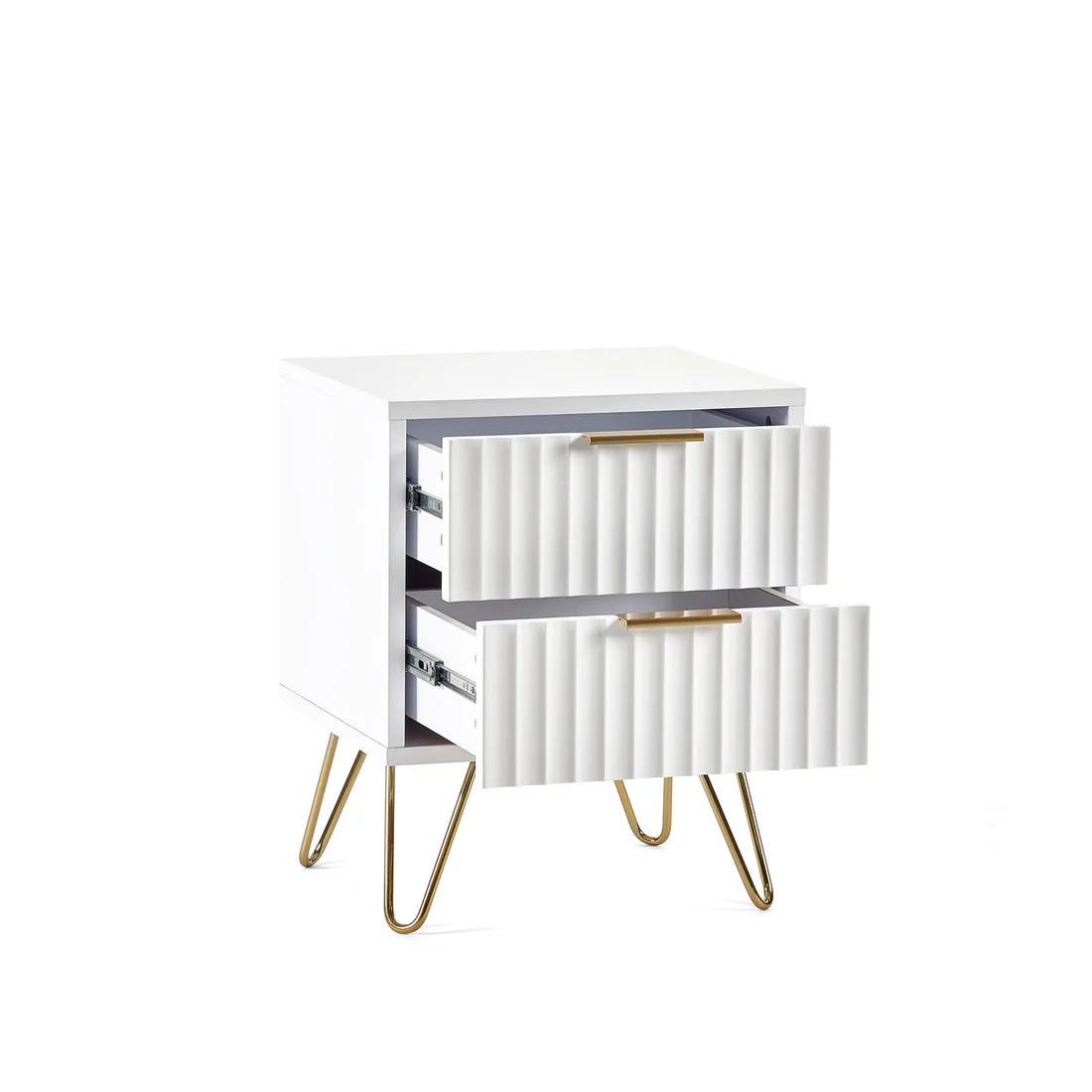 Messina 2 Drawer Bedside Table In White - Image 3