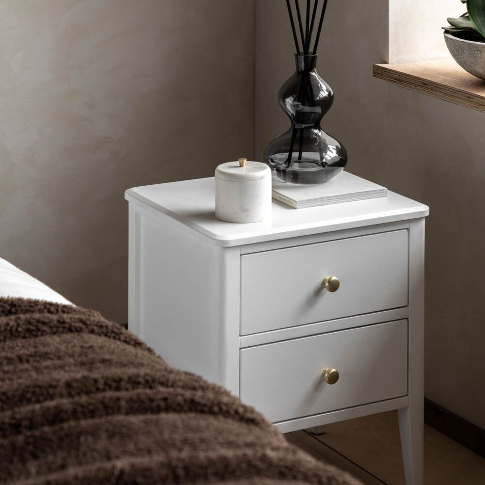 Arla 2 Drawer Bedside Table White - Image 3