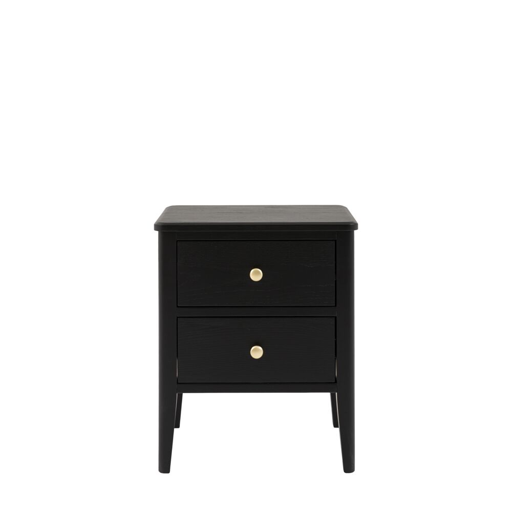Arla 2 Drawer Bedside Table Black - Image 2