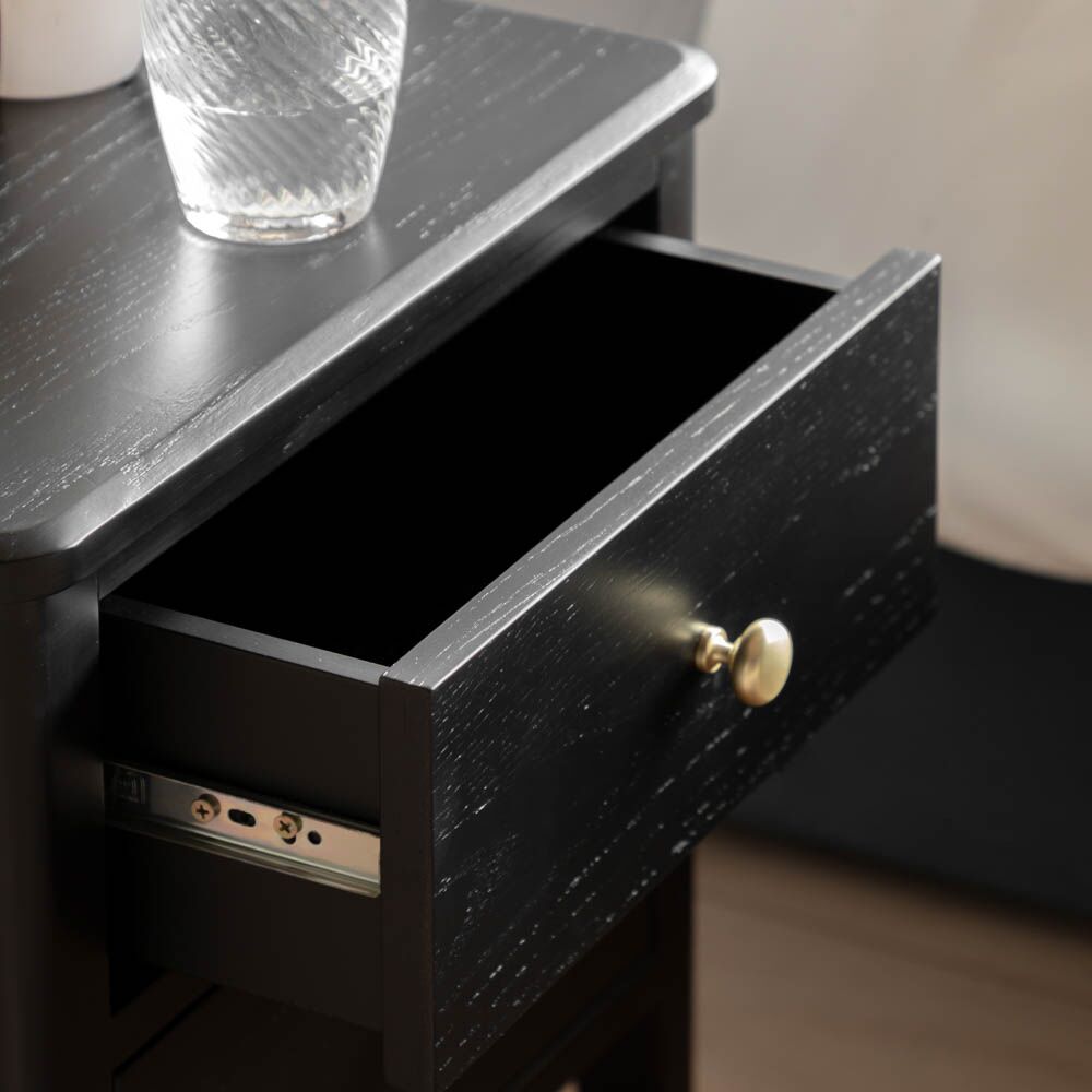Arla 2 Drawer Bedside Table Black - Image 3