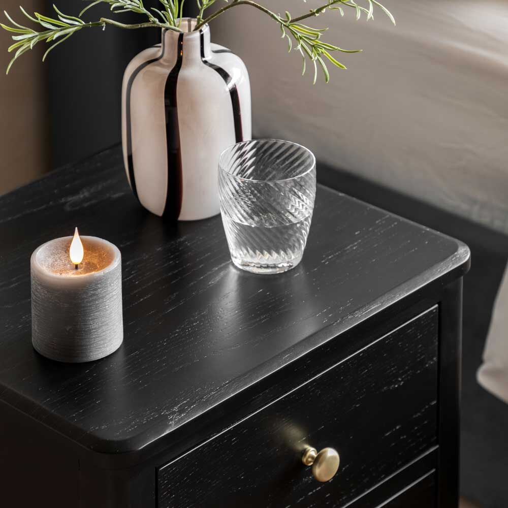 Arla 2 Drawer Bedside Table Black - Image 4
