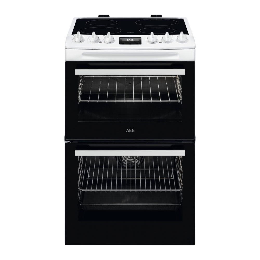 AEG CCX1530ACW 55cm Double Oven Electric Cooker with Ceramic Hob - White
