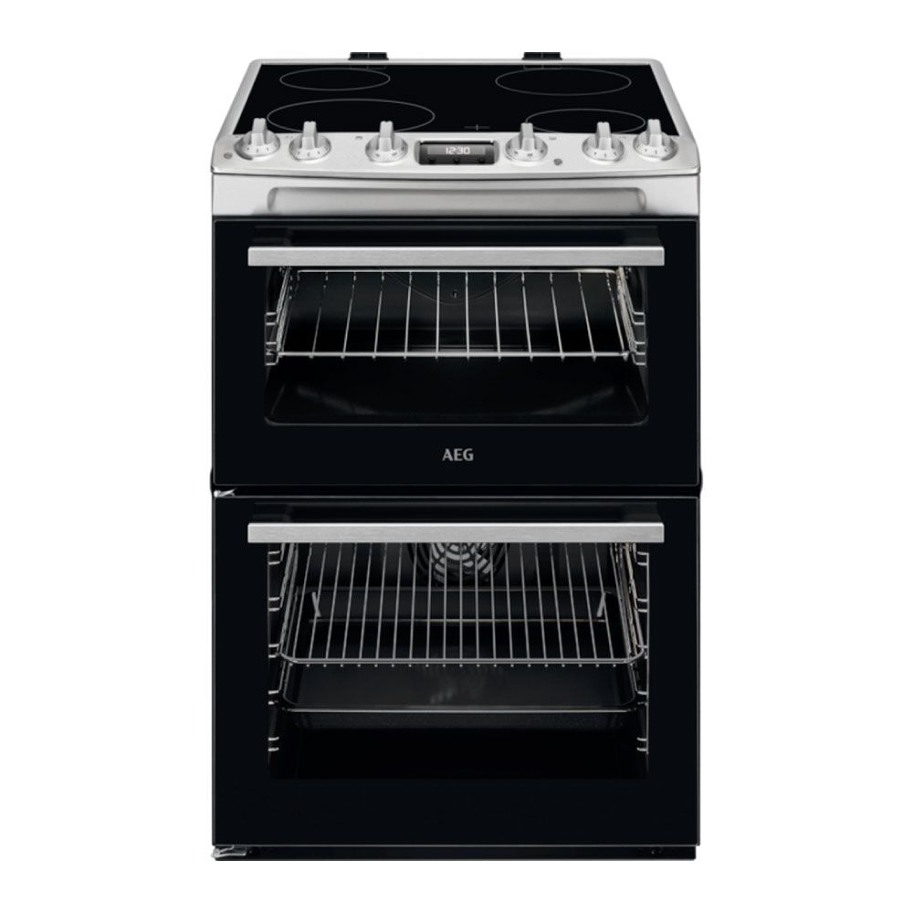 AEG CCX6530ACM 60cm Double Oven Electric Cooker with Ceramic Hob - Stainless Steel