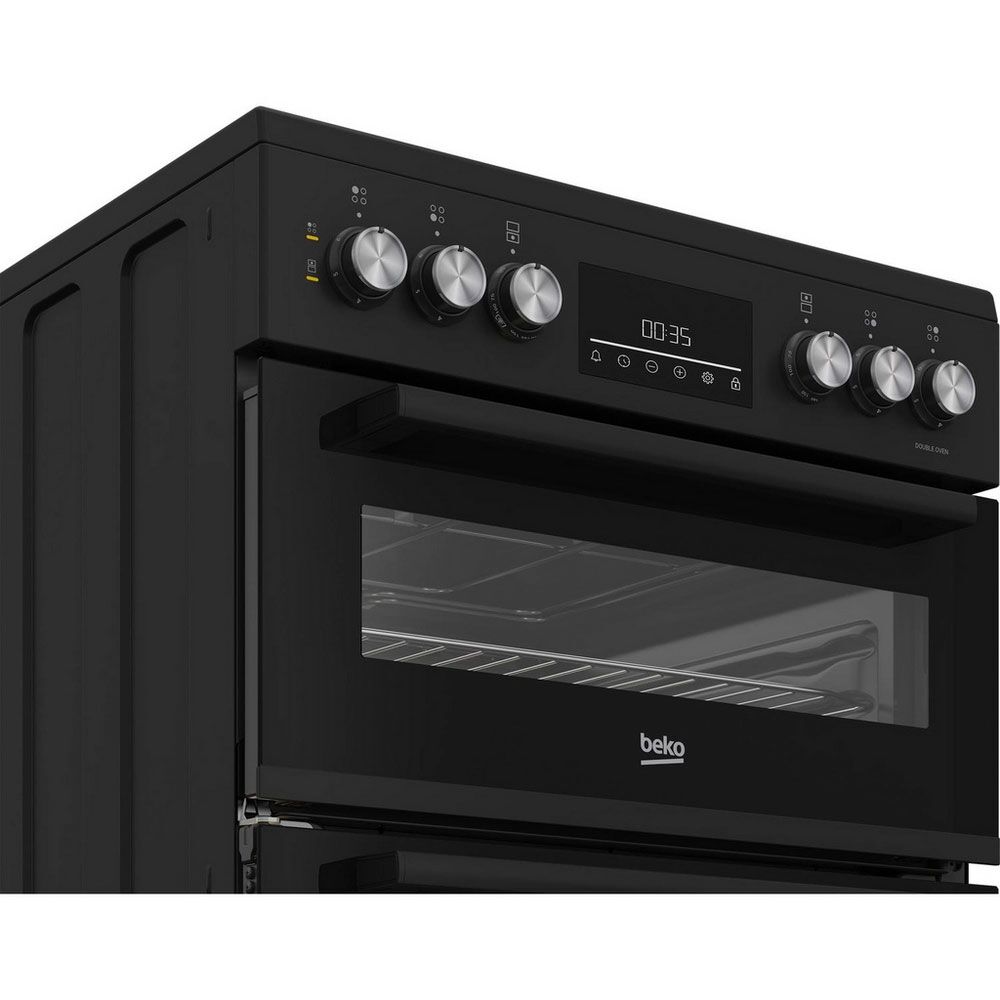 Beko EDC6731K 60cm Double Oven Electric Cooker with Vitroceramic Hob - Black - Image 2