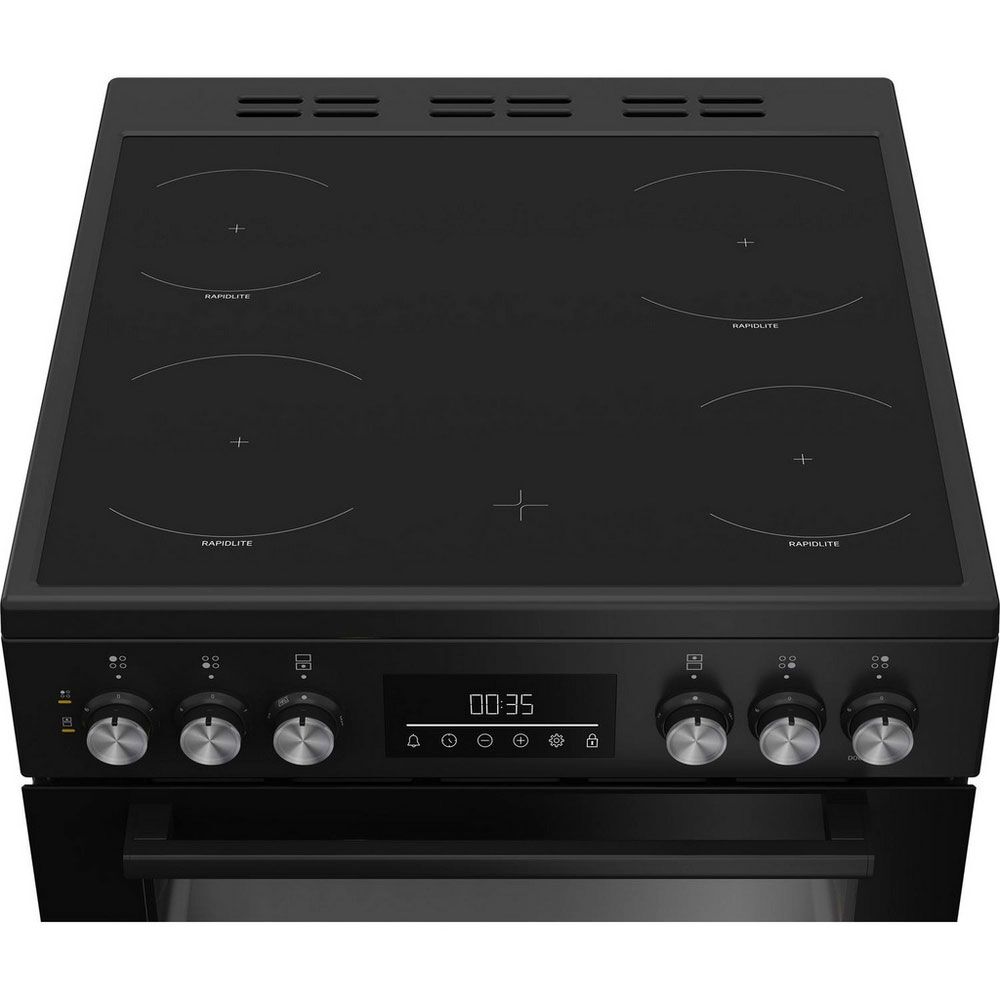 Beko EDC6731K 60cm Double Oven Electric Cooker with Vitroceramic Hob - Black - Image 3
