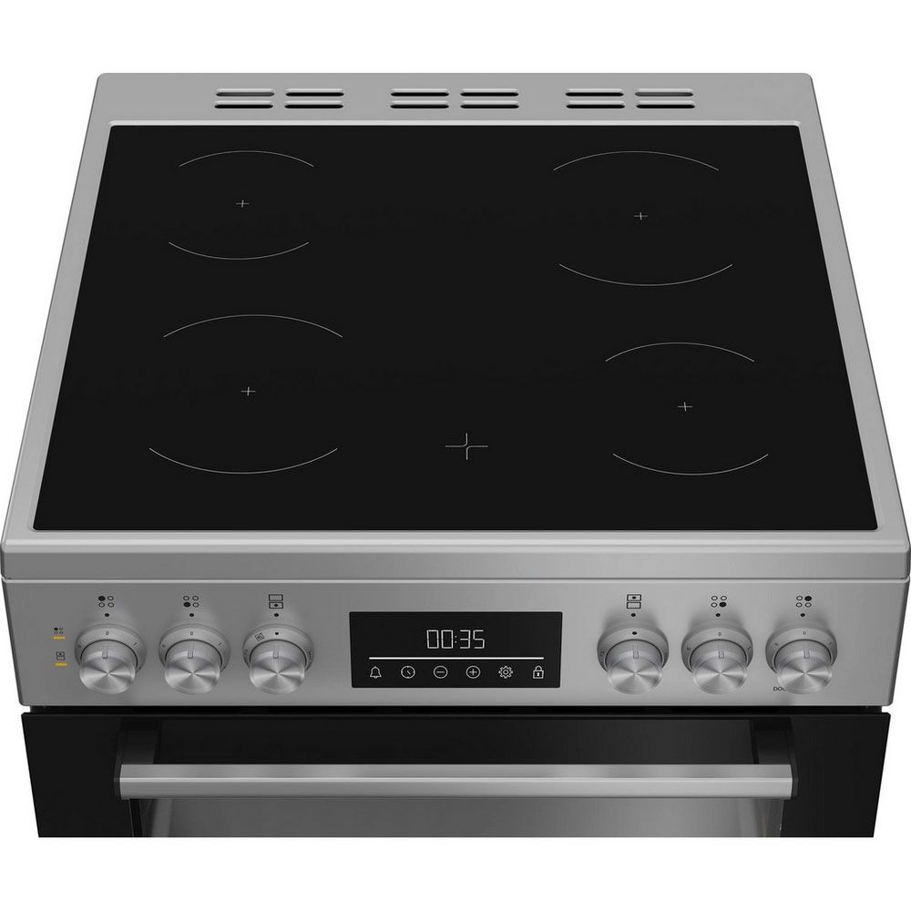 Beko EDC6731S 60cm Double Oven Electric Cooker with Vitroceramic Hob - Silver - Image 3