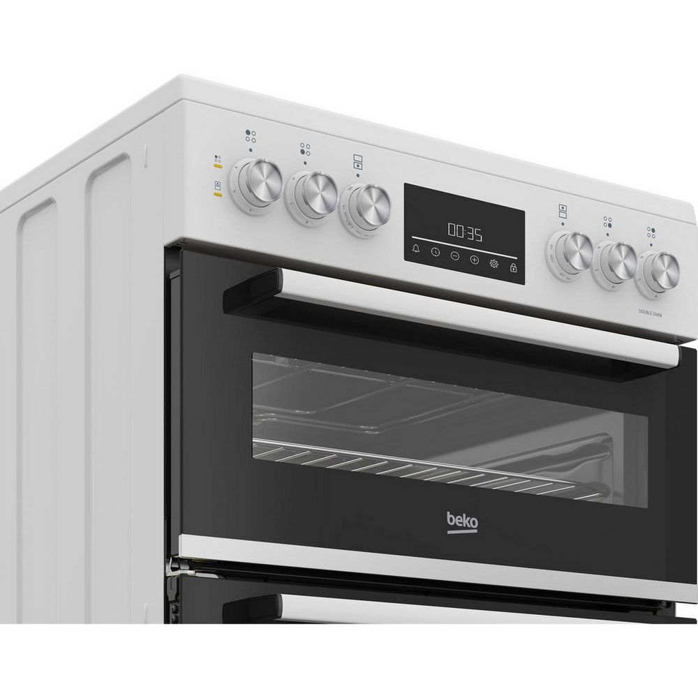 Beko EDC6731W 60cm Double Oven Electric Cooker with Vitroceramic Hob – White - Image 2