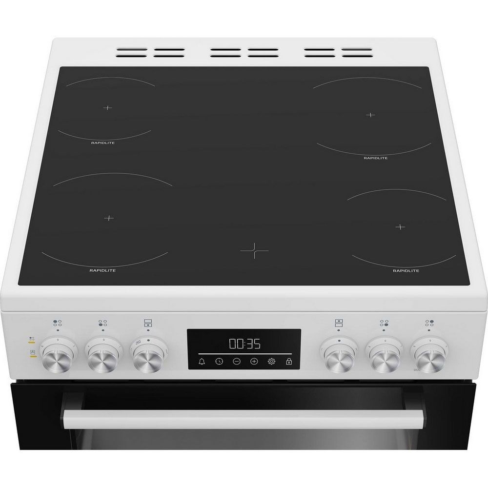 Beko EDC6731W 60cm Double Oven Electric Cooker with Vitroceramic Hob – White - Image 3