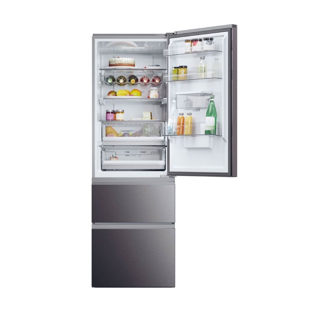 Haier HTW5618EWMP 59.5cm 60/40 Frost Free Fridge Freezer - Dark Inox - Image 2