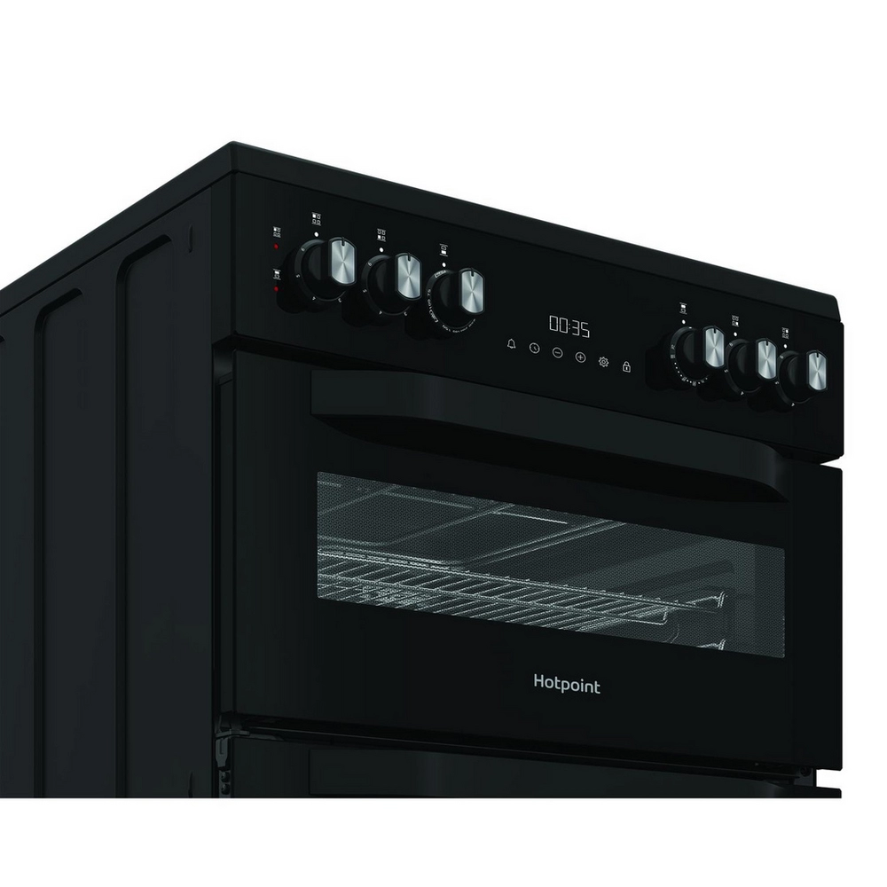 Hotpoint HDE6VDC2B1 60cm Double Oven Electric Cooker with Ceramic Hob - Black - Image 2