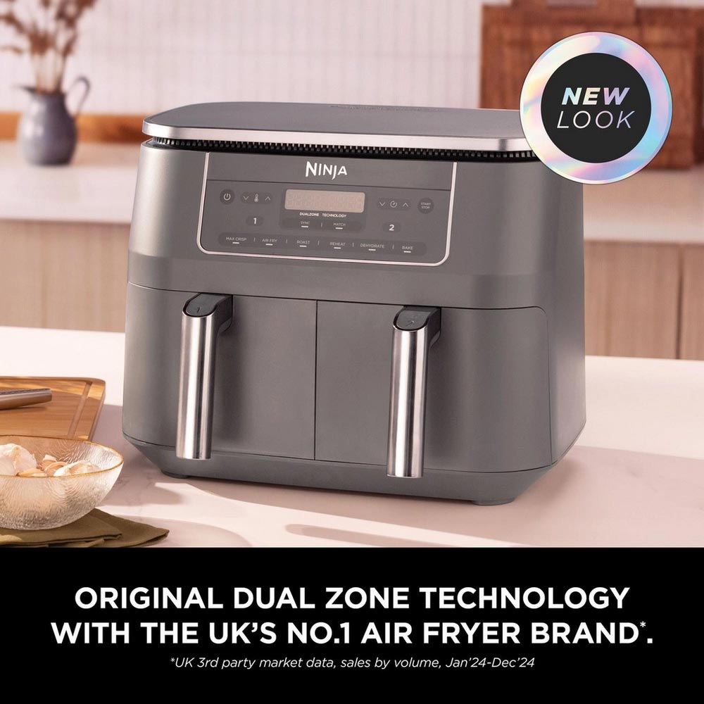 Ninja DZ300UK 7.6L 6-in-1 Dual Zone Air Fryer - Gun Metal Grey - Image 2