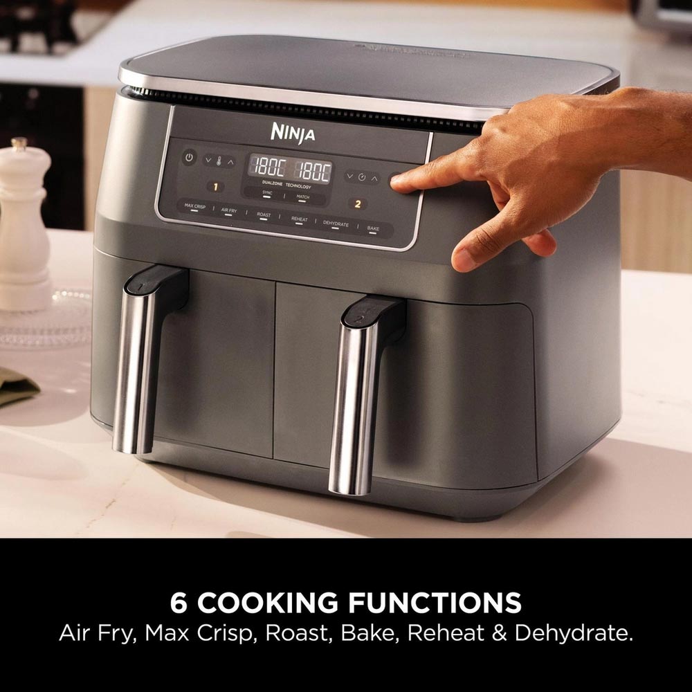 Ninja DZ300UK 7.6L 6-in-1 Dual Zone Air Fryer - Gun Metal Grey - Image 3