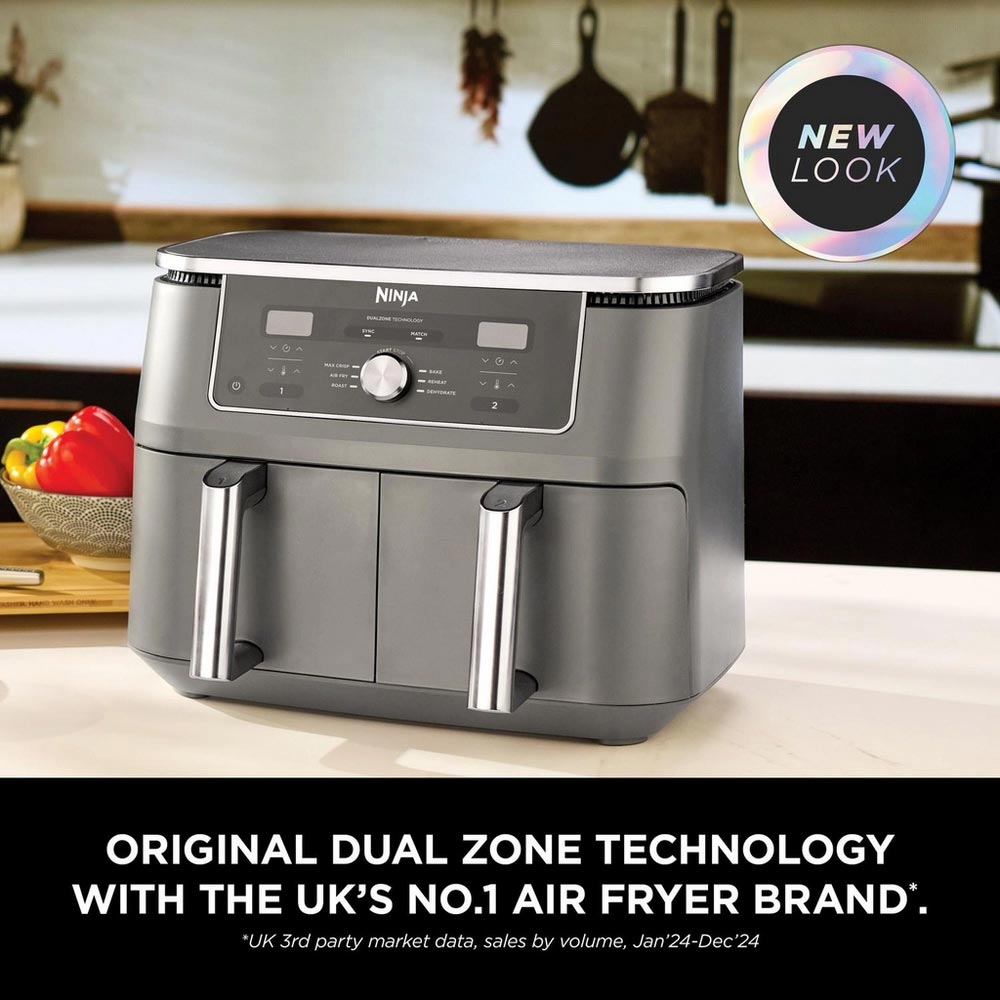 Ninja DZ400UK 9.5L MAX 6-in-1 Dual Zone Air Fryer - Gun Metal Grey - Image 2
